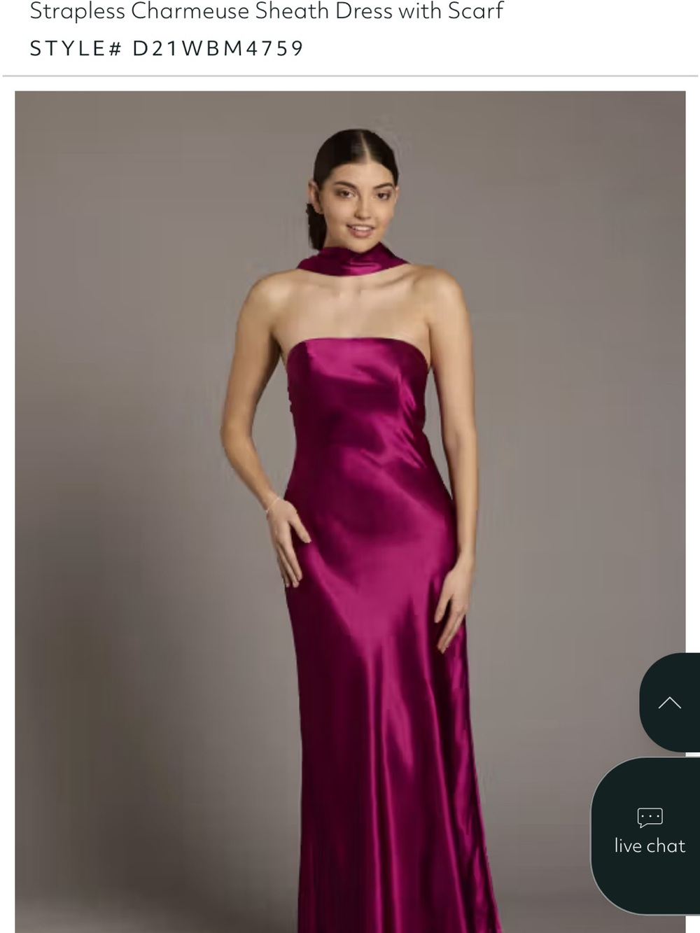 Strapless Satin Sheath Dress with Scarf in Magenta